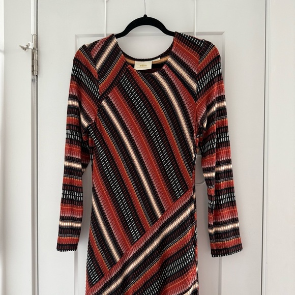 Anthropologie Maeve long sleeve multi stripe knit midi dress - size Medium (M) - Picture 7 of 8